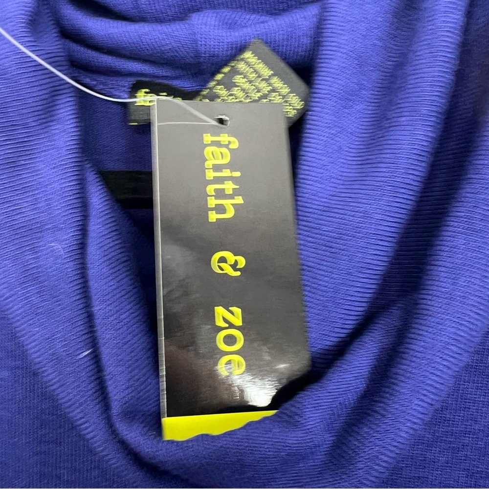 NWT Faith & Zoe Indigo Fringe Sweater Cowl Neck 2X - Picture 3 of 5